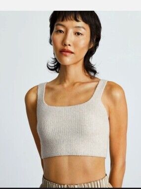 Everlane Neutral Ribbed Knit Cashmere Crop Tank